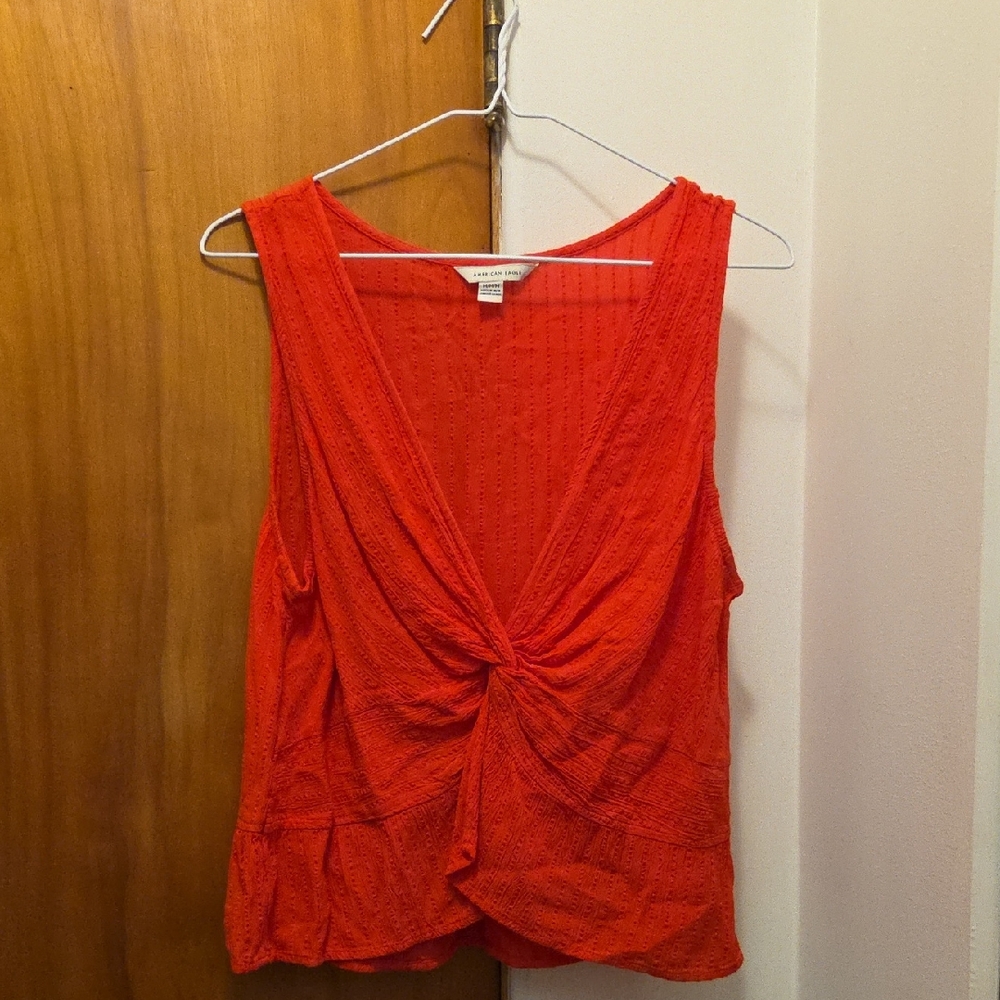 American Eagle Outfitters Red Twist Front Blouse
